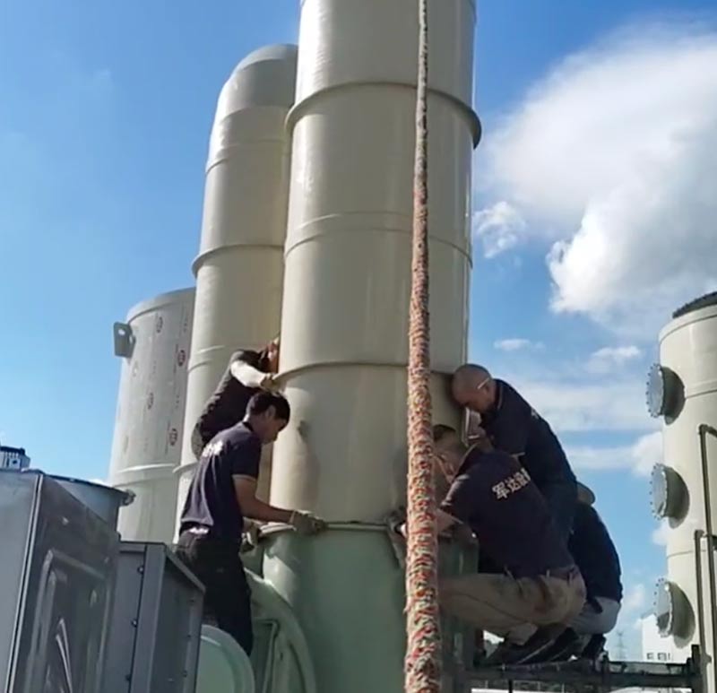 Exhaust Gas Tower Installation for Junda Electroplating Production Line